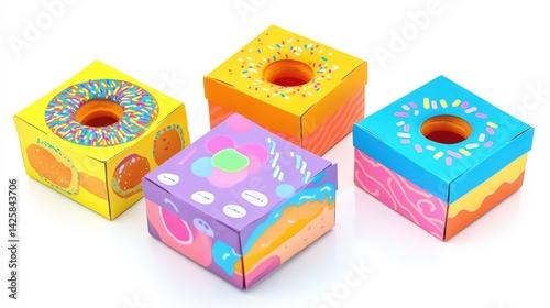 Colorful Doughnut Boxes with Fun Graphics