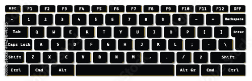 Modern realistic laptop and black keyboard. Notebook  Mockup. Vector illustration.