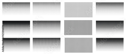 Halftone gradient dot gradation pattern duotone background black and white fade texture graphic retro effect abstract geometric grid pop art tone print vector set monochrome design