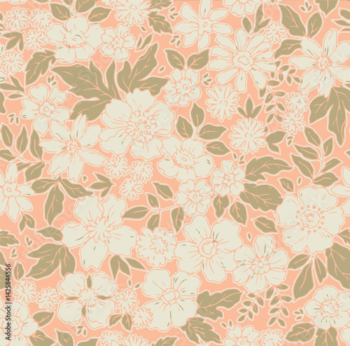 abstract, vector, monochrome, big flowers, all over textiles design, illustration digital image can be used for wrapping paper