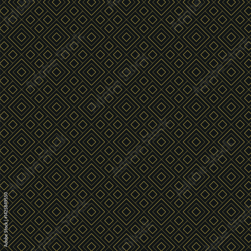 Minimalist Art Deco Geometric Pattern with Gold Diamond Lines on Black Background – Elegant Luxury Design
