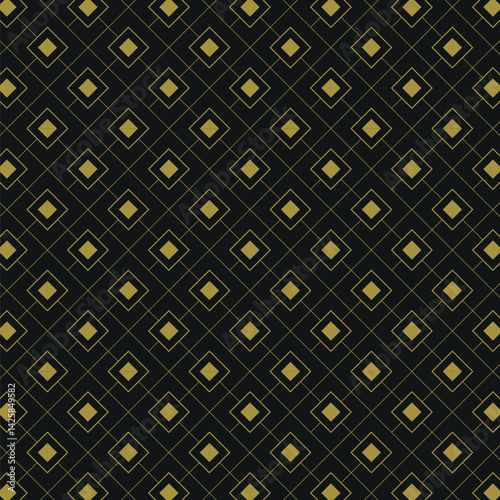 Minimalist Art Deco Geometric Pattern with Gold Diamond Lines on Black Background – Elegant Luxury Design