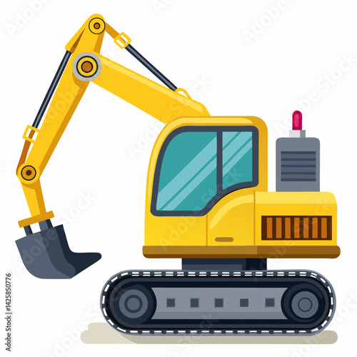 excavator on white background