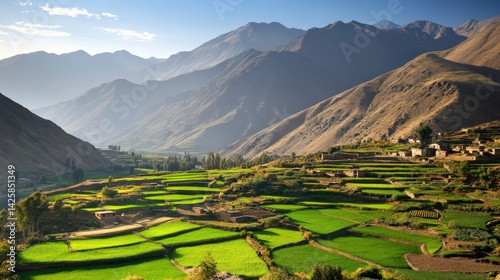Vibrant Farm Landscape with Isolated Fields and Crops