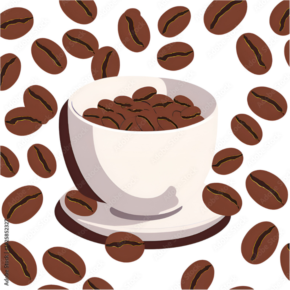 Obraz premium Artistic Depiction of Coffee Beans in a Cup with Dark Background