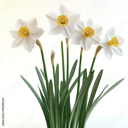 A beautiful Narcissus Minnow flower 3d Clipart, isolated on a white background
