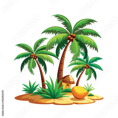 tropical island with palm trees