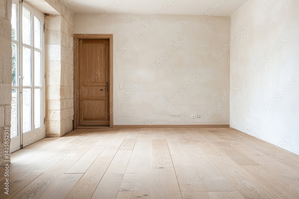 Obraz premium Wood Flooring Installation During Home Renovation