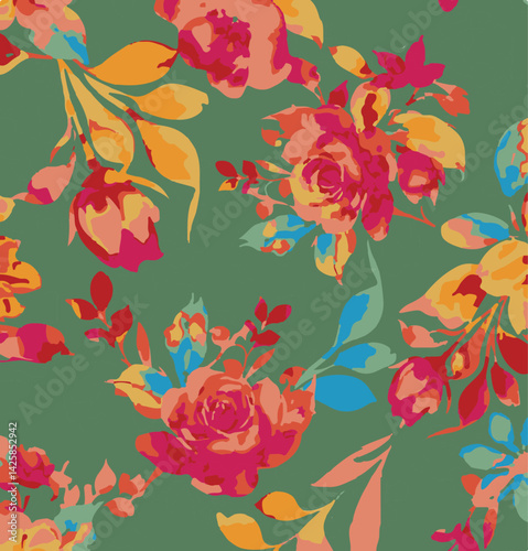 abstract, vector, monochrome, big flowers, all over textiles design, illustration digital image can be used for wrapping paper