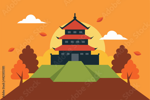 vector illustration of an ancient temple