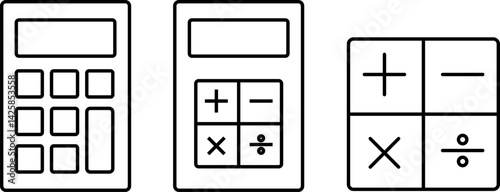 Calculator buttons icon set. calculations addition. mathematical signs. plus minus buttons