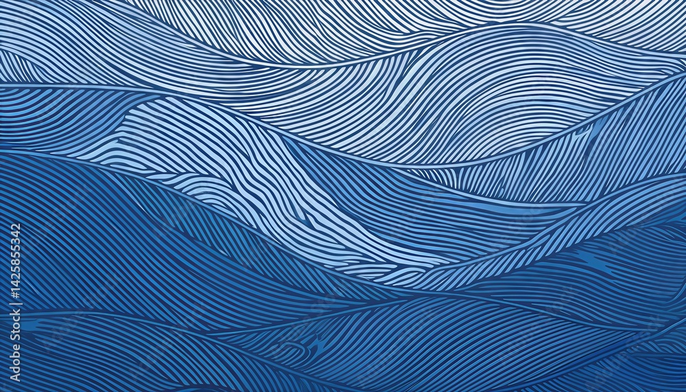 JapaneseInspired Vector Illustration Tranquil Blue Water Wave Line Pattern Against a Minimalist Backdrop Radiates Serene Energy and Elegance for Digital Art, Home Decor, or Design Inspiration. JapaneseInspired Vector Illustration Tranquil Blue Water Wave Line Pattern Against a Minimalist Backdrop Radiates Serene Energy and Elegance for Digital Art, Home Decor, or Design Inspiration.