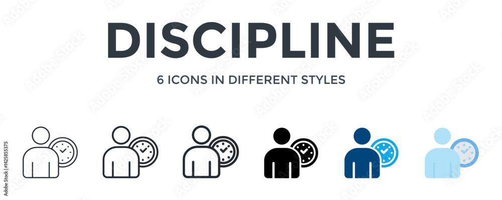 Discipline Icon In Different Style Vector Illustration. Designed In Thin Line, Regular Line, Bold Line, Glyph, Color Fill, And Flat Style Can Be Used For Web Discipline Icon In Different Style Vector Illustration. Designed In Thin Line, Regular Line, Bold Line, Glyph, Color Fill, And Flat Style Can Be Used For Web
