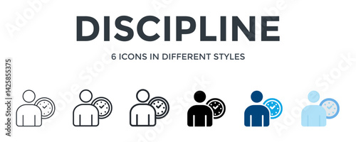 Discipline Icon In Different Style Vector Illustration. Designed In Thin Line, Regular Line, Bold Line, Glyph, Color Fill, And Flat Style Can Be Used For Web