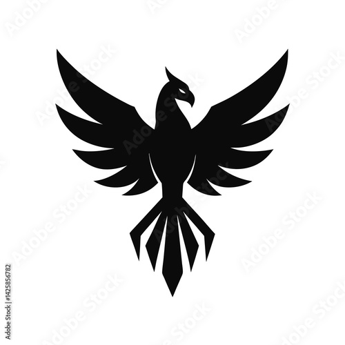 black and white silhouette stylized eagle spread