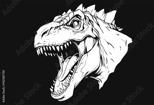 Vector illustration of angry godzilla. Manga style