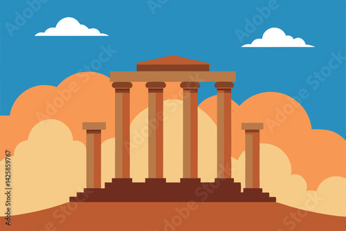 vector illustration of ancient greek temple