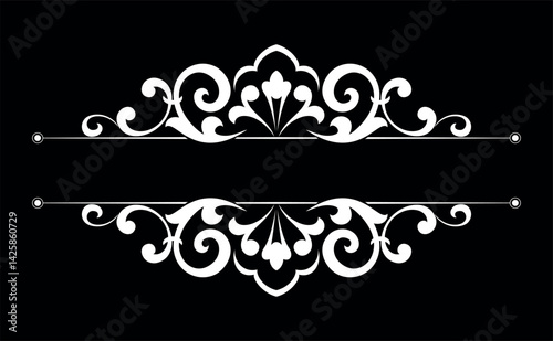 Vintage black and white element. Graphic vector design. Damask graphic ornament
