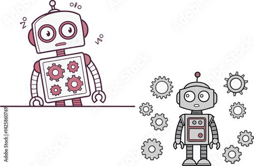 Futuristic Robot Vector Illustration High Tech AI Character Design