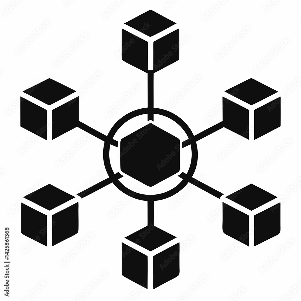 Obraz premium Simple Crypto Network Black Silhouette