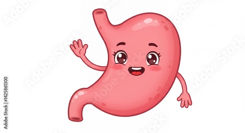 Cartoon stomach character digestive system illustration