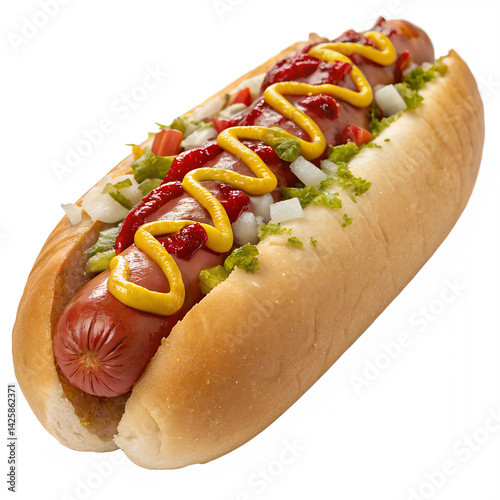 Jumbo hot dog isolation on transparent background