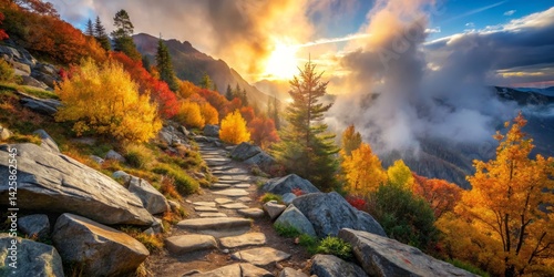 Autumn Mountain Trail at Sunrise