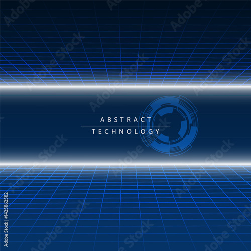 Abstract technology background with glowing blue rings and light particles. Ideal for digital and sci-fi designs.