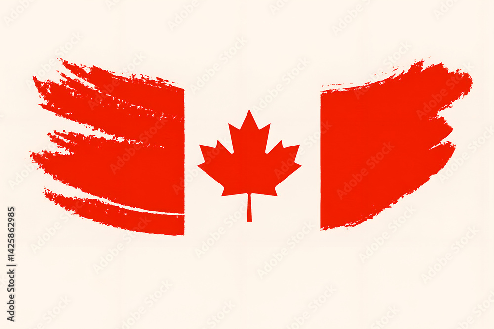 Canadian flag in paint stroke