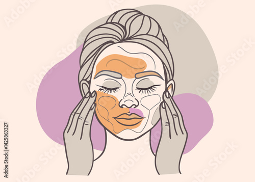 Skincare Routine. Face Mask and Massage for Glowing Skin