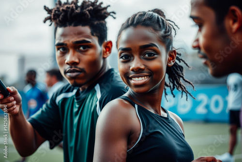 Diverse Athletes Ready for a Relay Race photo