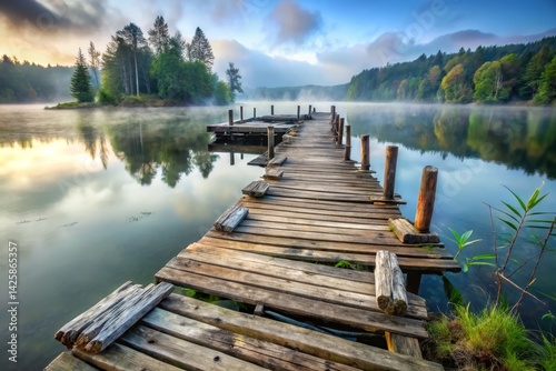 Tranquil Lake Pier at Dawn