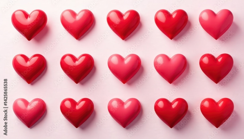 Red heart icons set vector of Valentine's Day decorations, design element, iconset, symbol