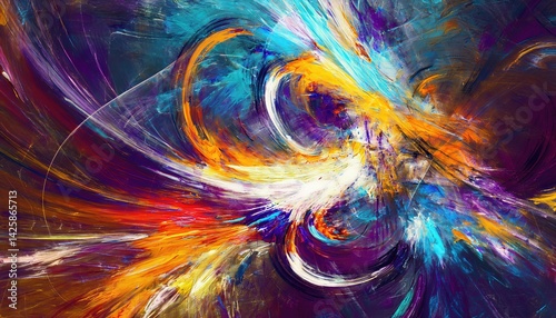 Wallpaper Mural Bright Artistic Splashes Abstract Painting Showcasing a Modern Futuristic Pattern, With Vibrant Hues and Textured Surfaces, Echoing an Energetic Emotional Resonance Torontodigital.ca