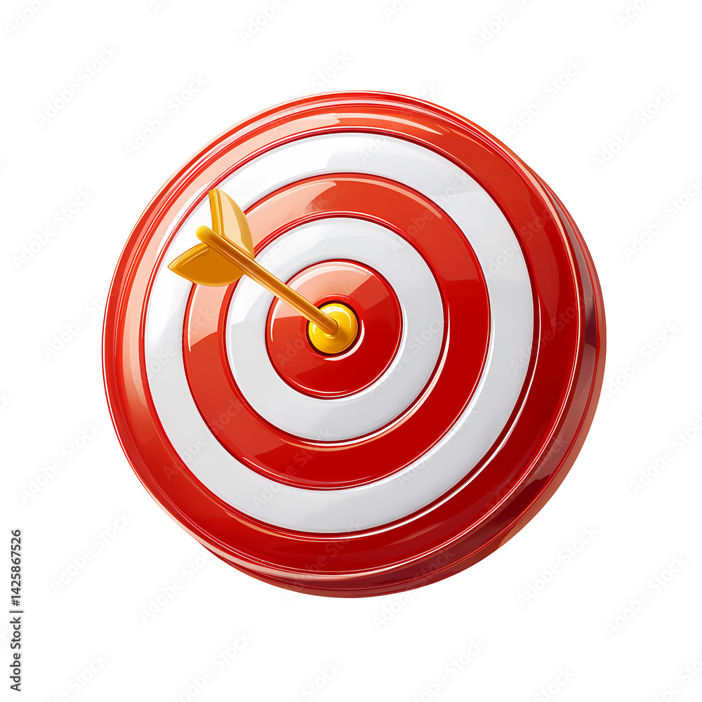 3D Render of a Red and White Target with a Golden Arrow in the Center 3D Render of a Red and White Target with a Golden Arrow in the Center