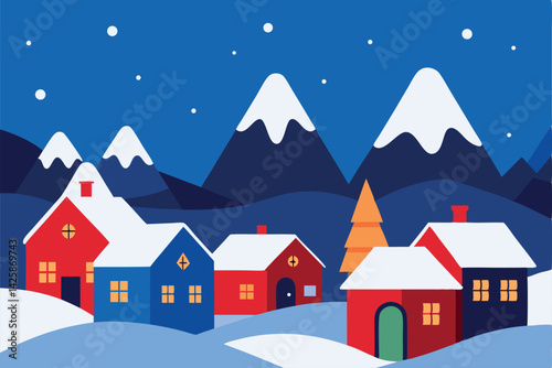 winter landscape with houses