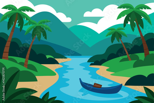 tropical island with palms