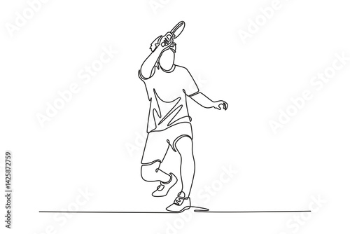 Single one line drawing professional table tennis players performing strokes and returns. Showing speed, focus, and reflex in ping pong action. Continuous line draw design graphic vector illustration