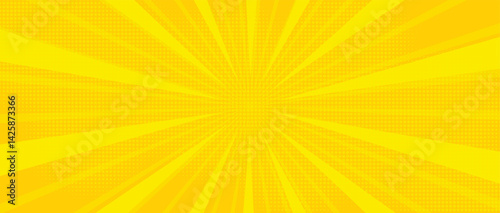 Yellow background of the Book in comic style pop art superhero. Pop art yellow comics book cartoon for comic superhero text, speech bubble, message.