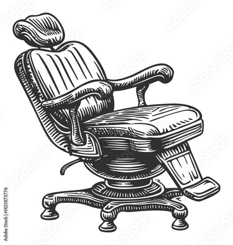 Vintage Hand-Drawn Illustration of a Barber Chair Design