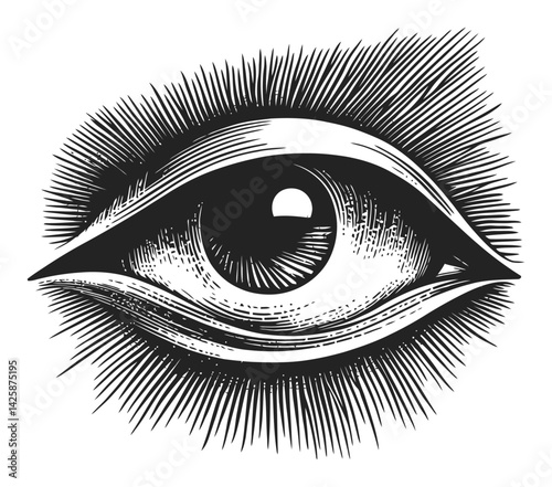 Intricate Hand-Drawn Eye Illustration with Detailed Features