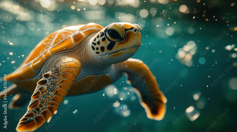 Fototapeta premium Sea Turtle swimming underwater