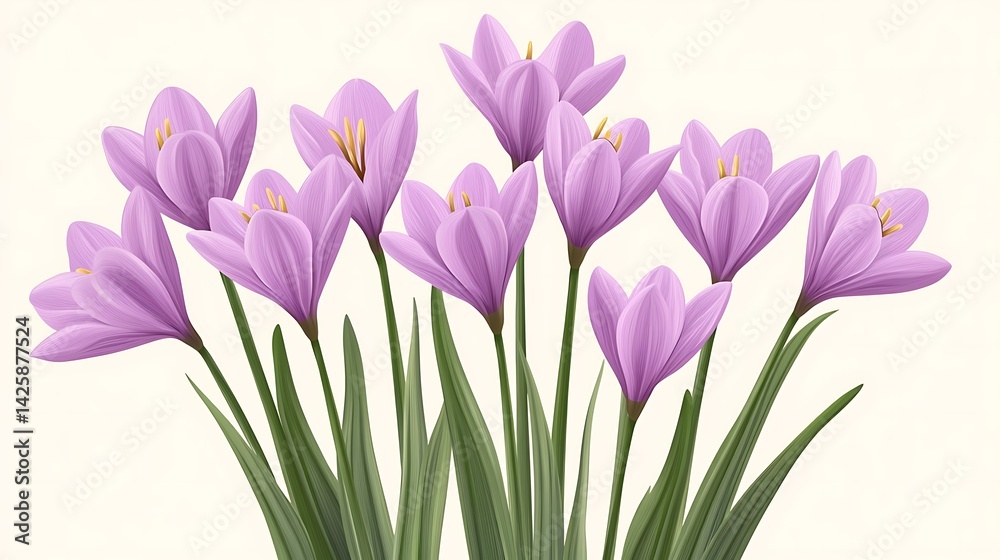 Fototapeta premium Spring Crocus Flowers Bouquet.