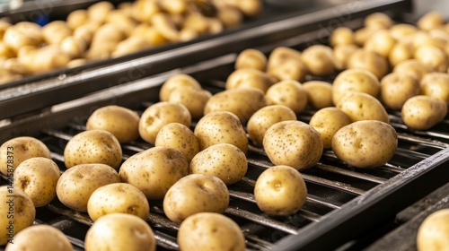 Fresh Raw Potatoes Ready for Chip Production Process