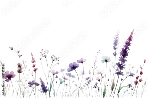 Campo de flores silvestres. fondo transparente. png