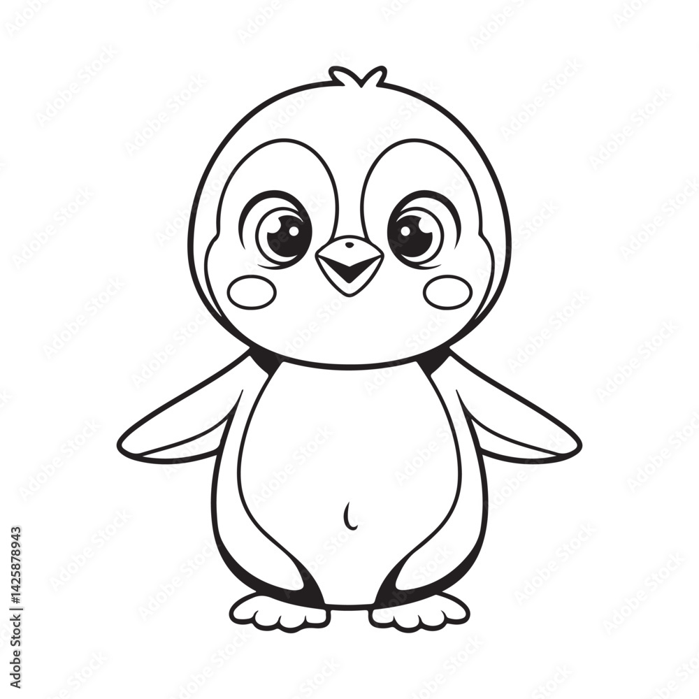 Penguin Cartoon Coloring – Simple Animal Line Art Penguin Cartoon Coloring – Simple Animal Line Art