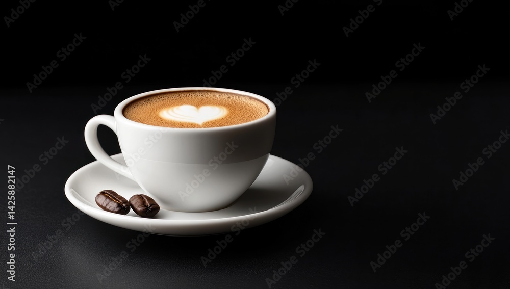Fototapeta premium Aromatic Latte Art: Heart-Shaped Cappuccino in a White Cup