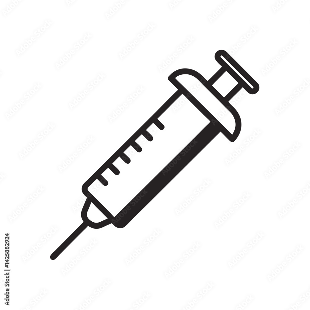 Cute Doodle Vector Icon of a Syringe for Health and Medical Use Cute Doodle Vector Icon of a Syringe for Health and Medical Use