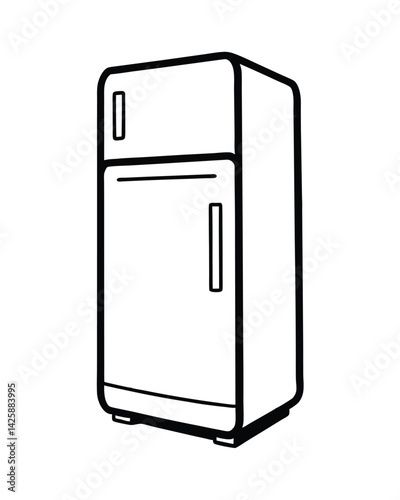 modern refrigerator black line art vector on white