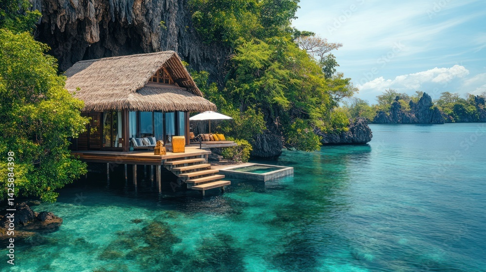 Naklejka premium Luxurious overwater bungalow